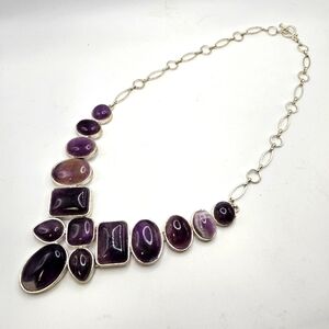 Artisan Large Amethyst Silver Statement Necklace